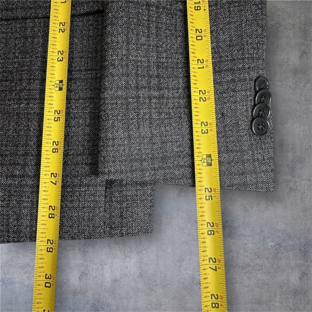 JOHN VARVATOS Mens Blazer 36R Sport Coat Two Button Jacket Gray Glen Plaid Wool